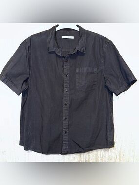 Men’s Black Organic Cotton Outerknown Studio S/S Shirt {XL} Quiet Luxury Top
